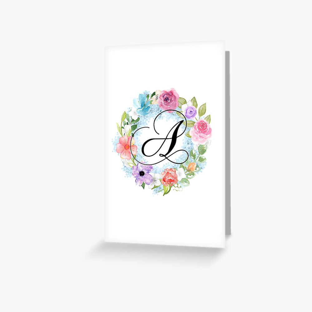 Personalized Monogram Initial Letter M Floral Wreath Artwork Canvas Print  by ABA2Life