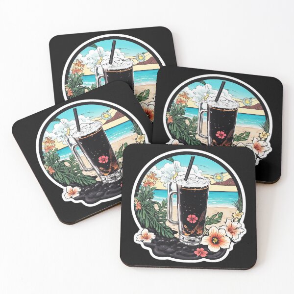 Item preview, Vaso de refresco gaseoso en una playa hawaiana con olas del océano designed and sold by NautiChic.