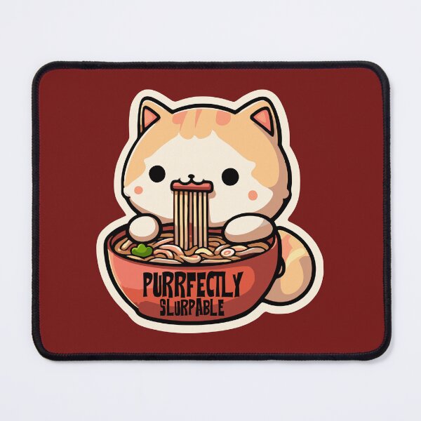Item preview, Kawaii kitty slurps up ramen designed and sold by GOLDENLIONPERU.