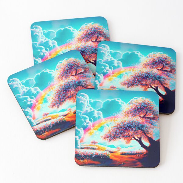 Item preview, beautiful scenery with blossom flowers and rainbow in evening designed and sold by MerryCrown.