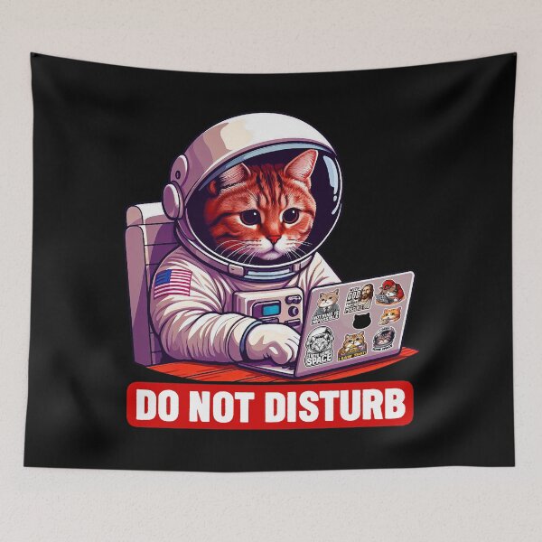 Item preview, Do Not Disturb Astronaut Tabby Cat Laptop designed and sold by plushism.