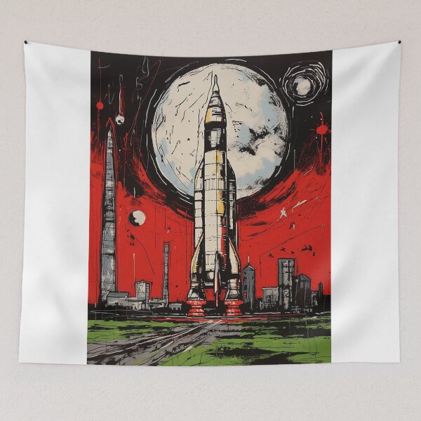 Item preview, Rocket travel vintage colorful anime graphics designed and sold by wonderfulpark.