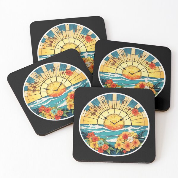 Item preview, Horizon Clock Design Hawaiian Beach with Orchids designed and sold by NautiChic.