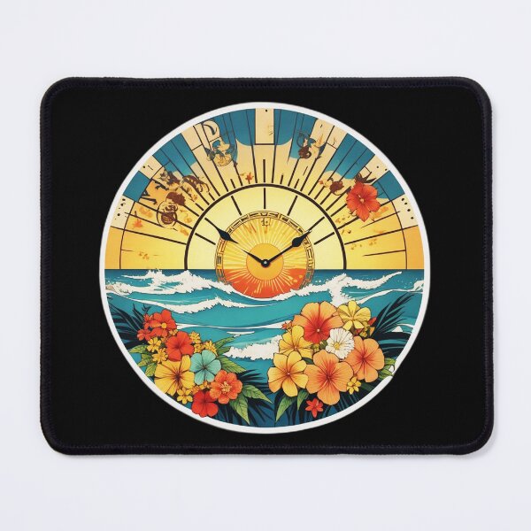 Item preview, Horizon Clock Design Hawaiian Beach with Orchids designed and sold by NautiChic.