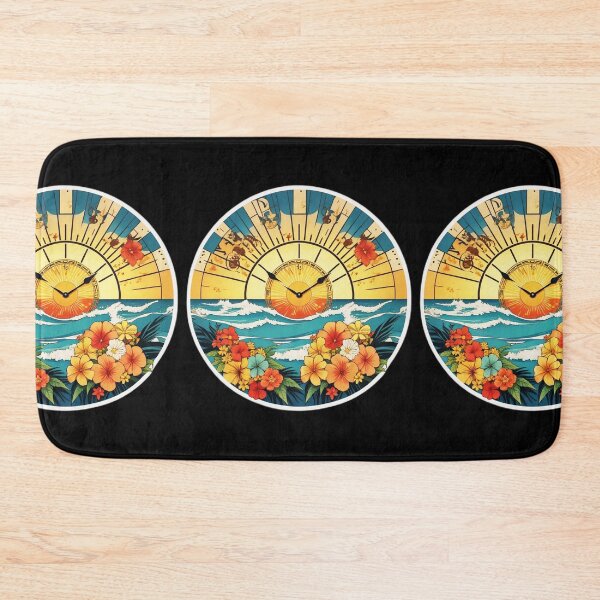 Item preview, Horizon Clock Design Hawaiian Beach with Orchids designed and sold by NautiChic.