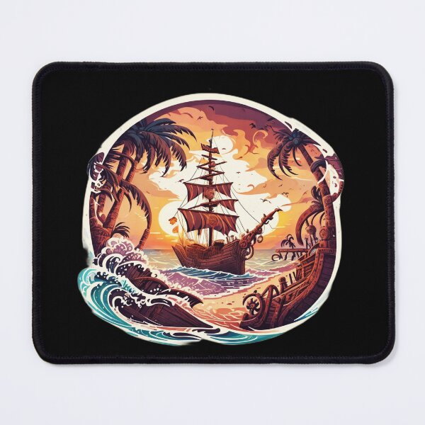 Item preview, Vintage Galleon at Sunset near Beach with Waves designed and sold by NautiChic.