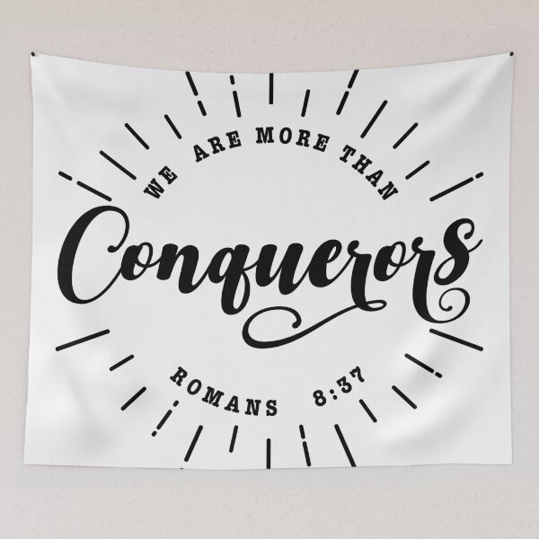 Item preview, Christian verse We are more than conquerors designed and sold by BibleProject.