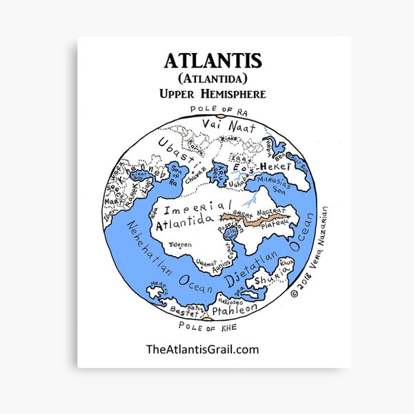 Map of Atlantis, Upper Hemisphere Canvas Print