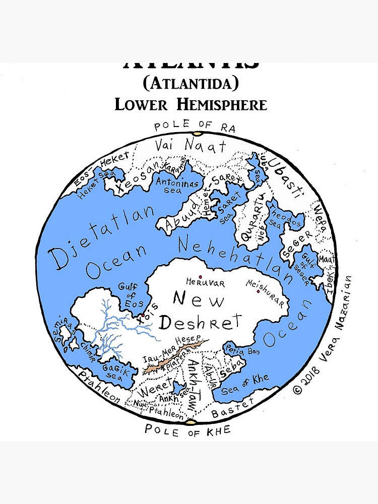 Thumbnail 4 of 4, Pillow, Map of Atlantis, Lower Hemisphere designed and sold by AtlantisGrail.