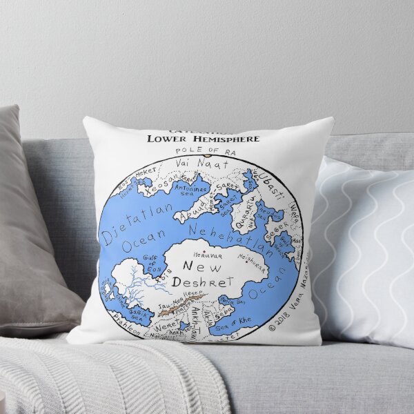Map of Atlantis, Lower Hemisphere Throw Pillow