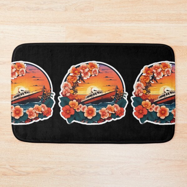Item preview, Beautiful Boat Sailing at Sunset near Hawaii Beach with Red Orchids designed and sold by NautiChic.