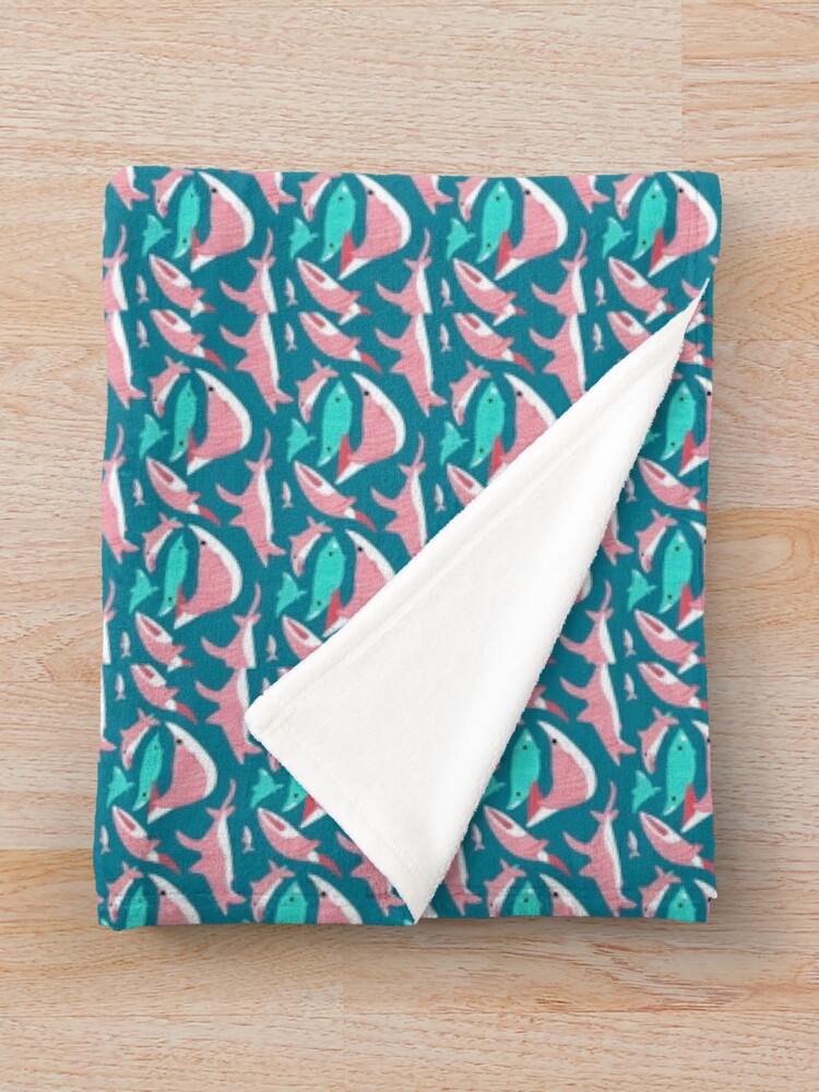 Thumbnail 3 of 6, Throw Blanket, Shark Design Pattern designed and sold by DestoPattern.