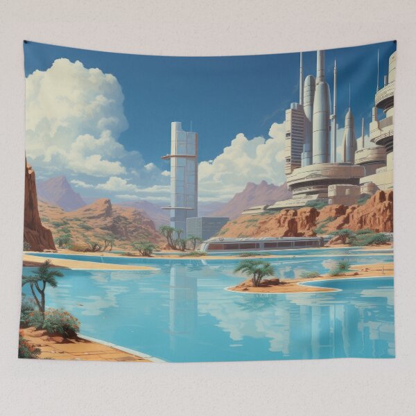 Item preview, utopian city, science fiction, retro designed and sold by Mauswohn.