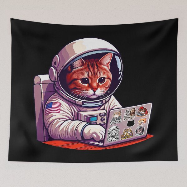 Item preview, Astronaut Tabby Cat Laptop I AM BUSY meme designed and sold by plushism.