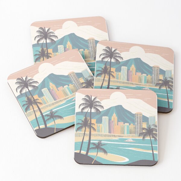 Artikelvorschau, Minimal Retro Vintage Reiseplakat von Honolulu - Elegante Hawaii Kunst entworfen und verkauft von pod24.