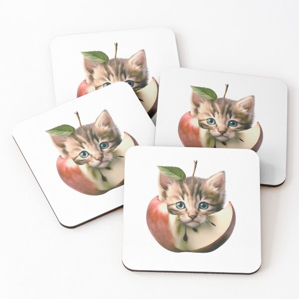 Item preview, Cute Kitten Apple Lover designed and sold by Cuteanimalgifts.