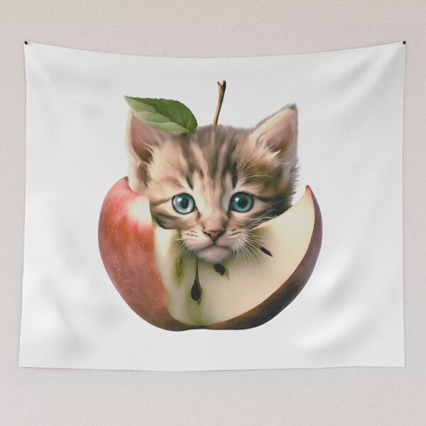 Item preview, Cute Kitten Apple Lover designed and sold by Cuteanimalgifts.