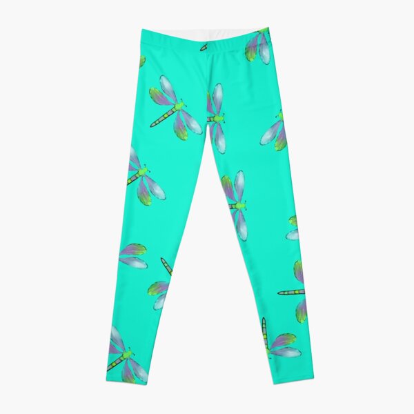 Aqua Flurry of Dragonflies Leggings
