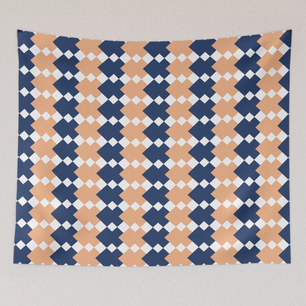 Item preview, Seamless geometric pattern with rhombuses in retro style, seamless two tone blue and beige diamond pattern with stripes as abstract background designed and sold by pipikijung.