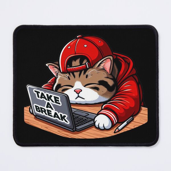 Item preview, Take A Break meme Chubby Tabby Cat Take A Nap Laptop designed and sold by plushism.