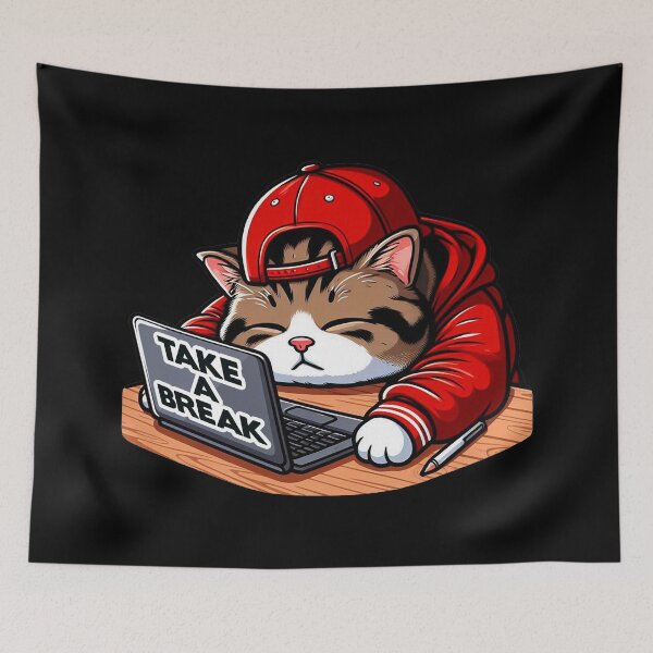Item preview, Take A Break meme Chubby Tabby Cat Take A Nap Laptop designed and sold by plushism.