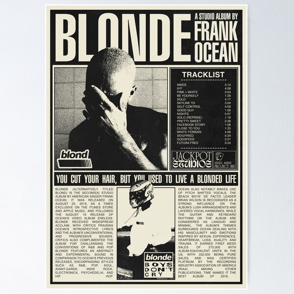 Frank Ocean Blonde Poster - Off White