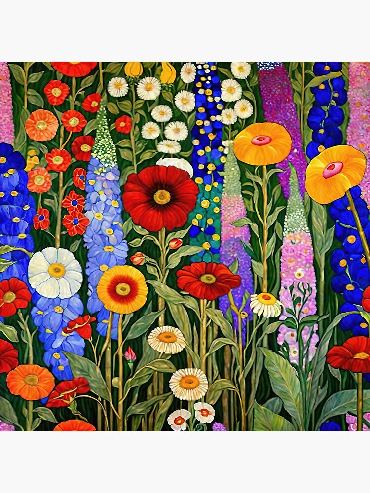 Aperçu 3 sur 3. Impression artistique avec l'œuvre Jardin de fleurs Gustav Klimt créée et vendue par maniacfitness.
