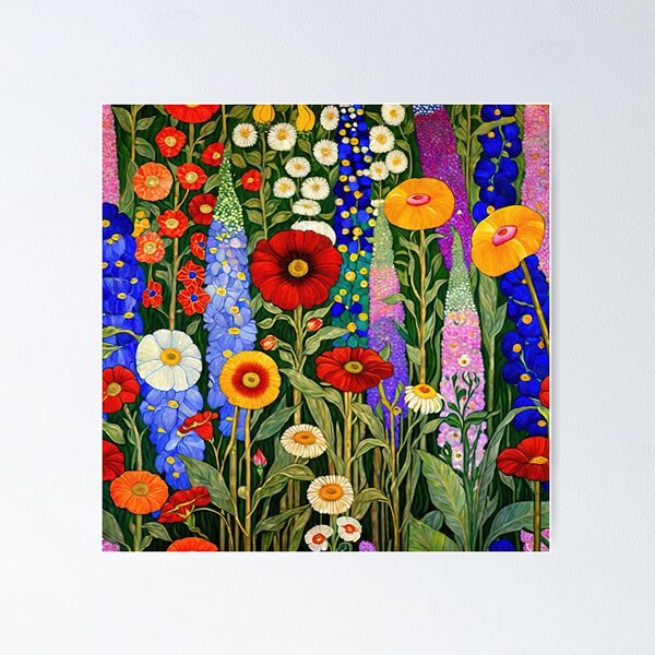 Aperçu de l'œuvre Jardin de fleurs Gustav Klimt créée et vendue par maniacfitness.