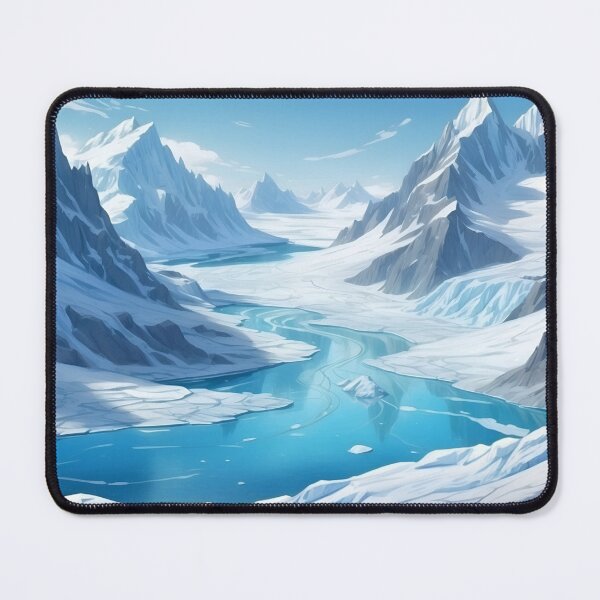 Item preview, Icy valleys with frozen rivers and mountains covered with snow. Cartoon sketch painting style designed and sold by Andrey-Myagkov.