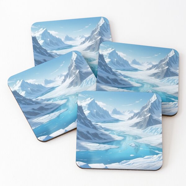 Item preview, Icy valleys with frozen rivers and mountains covered with snow. Cartoon sketch painting style designed and sold by Andrey-Myagkov.