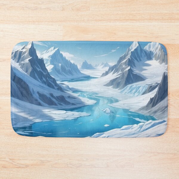 Item preview, Icy valleys with frozen rivers and mountains covered with snow. Cartoon sketch painting style designed and sold by Andrey-Myagkov.