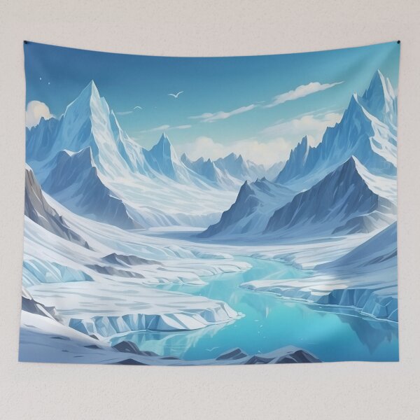 Item preview, Copy of Icy valleys with frozen rivers and mountains covered with snow. Cartoon sketch painting style designed and sold by Andrey-Myagkov.