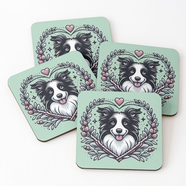 Item preview, Border Collie Black and White Herding Dog Cartoon Valentine's Day designed and sold by CoffeeIsATrip.