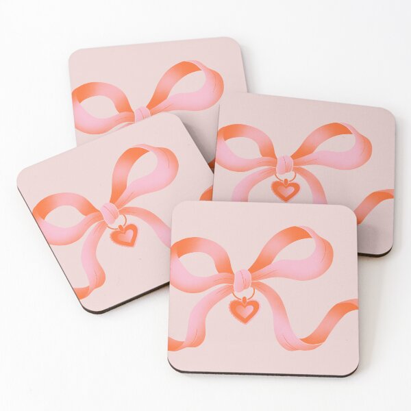 Item preview, Cute Pink Ribbon Bow with a Heart Pendant Illustration designed and sold by Alika's  Garden.