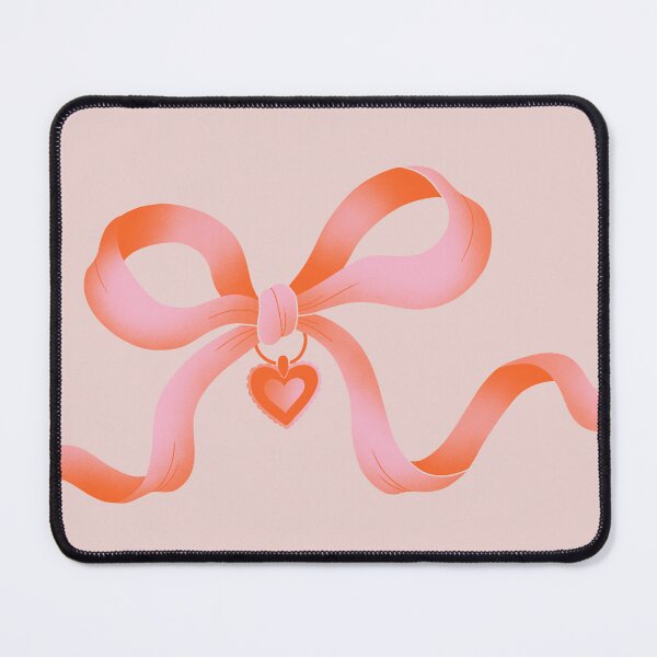 Item preview, Cute Pink Ribbon Bow with a Heart Pendant Illustration designed and sold by Alika's Garden.