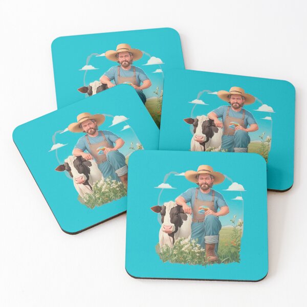 Item preview, Farmer with a cow on the meadow designed and sold by HarridanCreates.