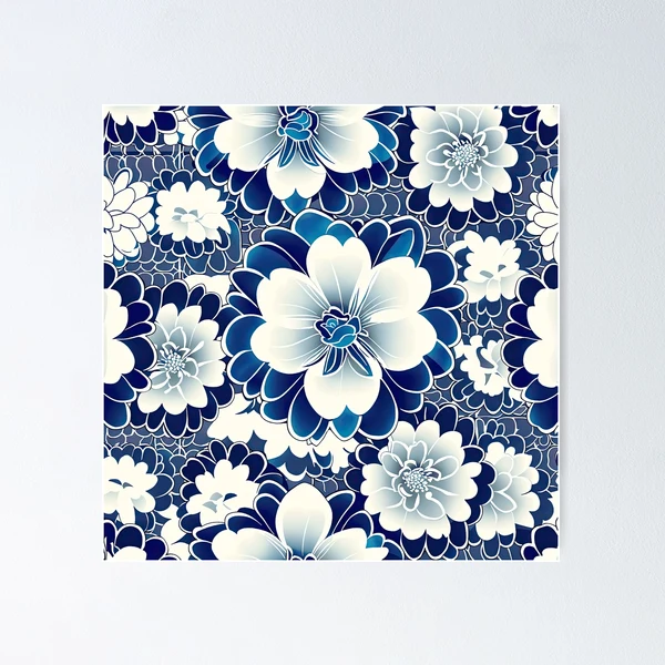 Blue and white flowers Japanese style