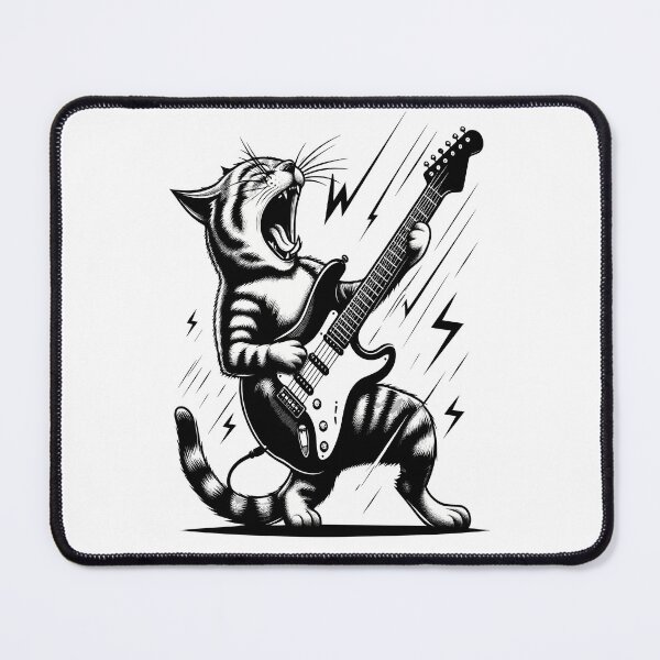 Item preview, Cat Playing Guitar designed and sold by MerchBySabby.