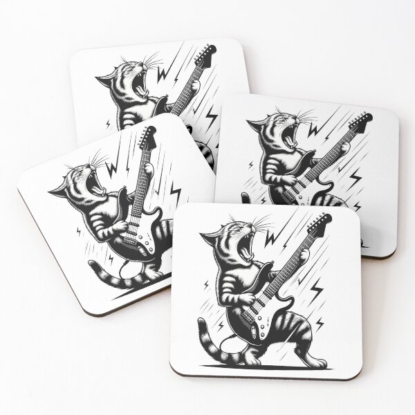 Item preview, Cat Playing Guitar designed and sold by MerchBySabby.
