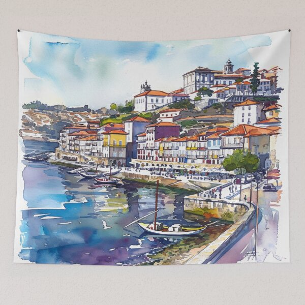Item preview, Watercolor Design of Vila Nova de Gaia - Portugal  designed and sold by Sketch-Shack.