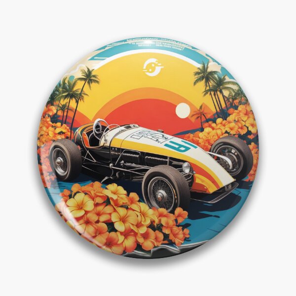 Item preview, Retro Vintage Race Car on a Hawaiian Beach designed and sold by NautiChic.