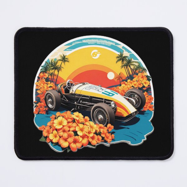 Item preview, Retro Vintage Race Car on a Hawaiian Beach designed and sold by NautiChic.
