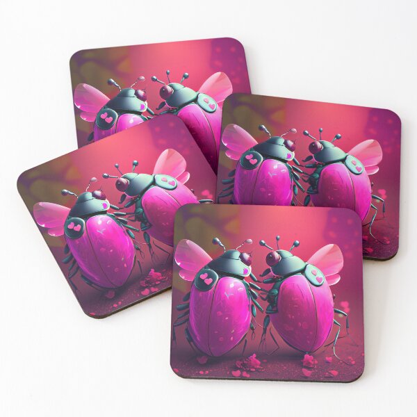Item preview, Love Bugs: A Pair of Pink Beetles Embracing Valentine's Day designed and sold by WASABIgreen.