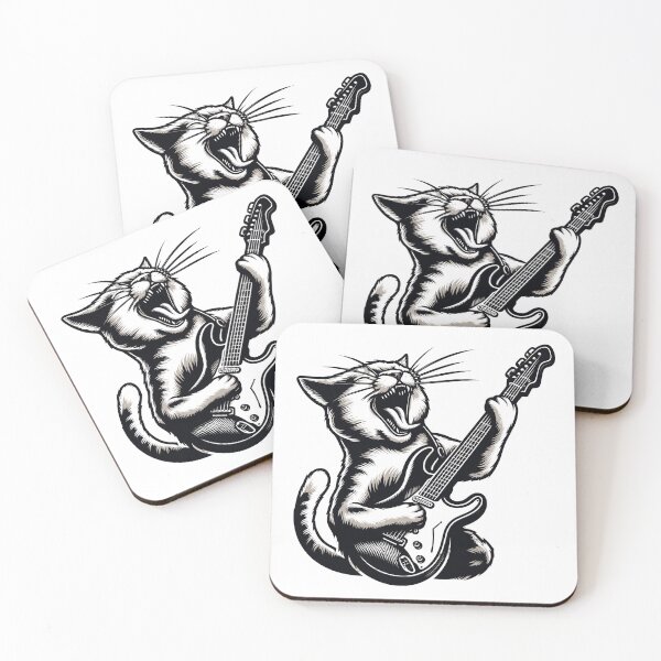 Item preview, Cat Playing Guitar designed and sold by MerchBySabby.