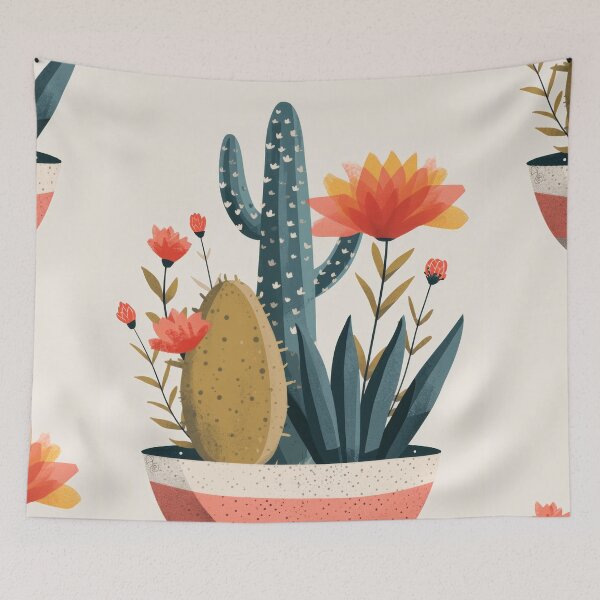 Item preview, Soothing Serenity: Minimalist Cactus Fresco Inspired by Rusticcore Abstractions designed and sold by Piotrek0001.
