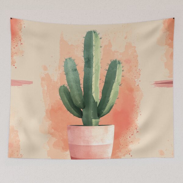 Item preview, Soothing Serenity: Minimalist Cactus Fresco Inspired by Rusticcore Abstractions designed and sold by Piotrek0001.