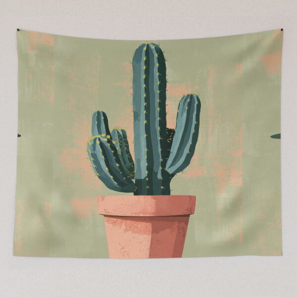 Item preview, Soothing Serenity: Minimalist Cactus Fresco Inspired by Rusticcore Abstractions designed and sold by Piotrek0001.