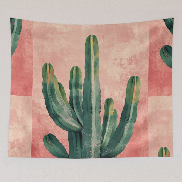 Item preview, Soothing Serenity: Minimalist Cactus Fresco Inspired by Rusticcore Abstractions designed and sold by Piotrek0001.