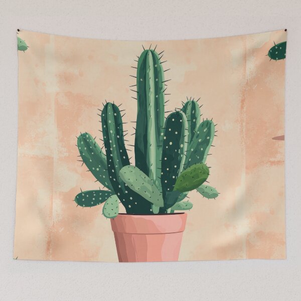 Item preview, Soothing Serenity: Minimalist Cactus Fresco Inspired by Rusticcore Abstractions designed and sold by Piotrek0001.