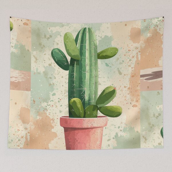 Item preview, Soothing Serenity: Minimalist Cactus Fresco Inspired by Rusticcore Abstractions designed and sold by Piotrek0001.